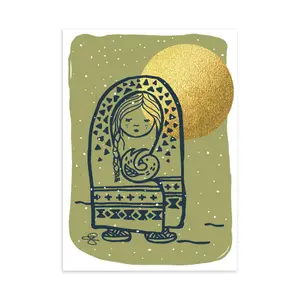 Woman & Dove Greeting Card (Snowfall) Woman & Dove Greeting Card (Snowfall)