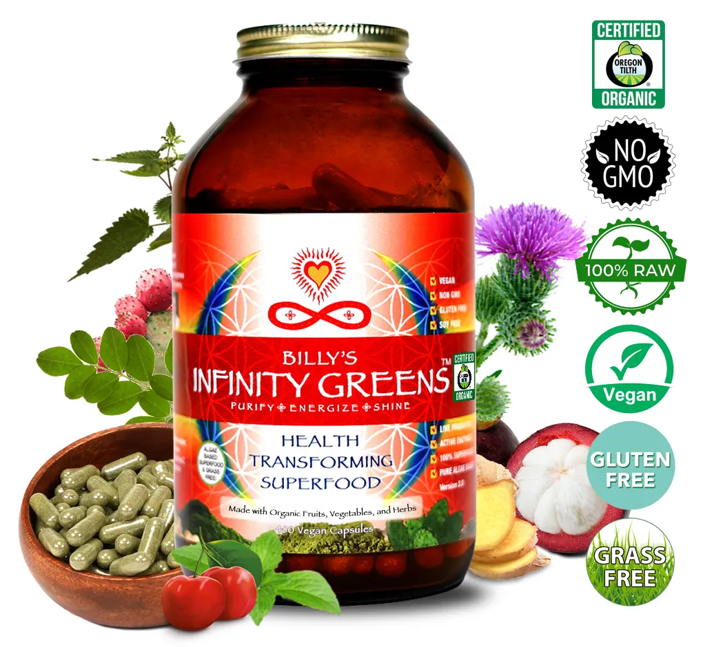 Billy's Infinity Greens Capsules - Superfood for Dietary Supplement - Edible