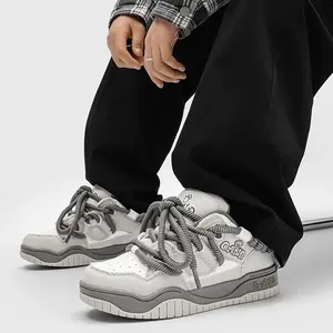 Q-AND2025 Unisex Skate Shoes, Thick Sole for Height Boost, Non-Slip, Leg-Lengthening, Sporty Low Top Sneakers, Casual & Trendy Footwear for Street & Campus Style, Closed Runner Training, Shadow Gray, Wedge Trainers