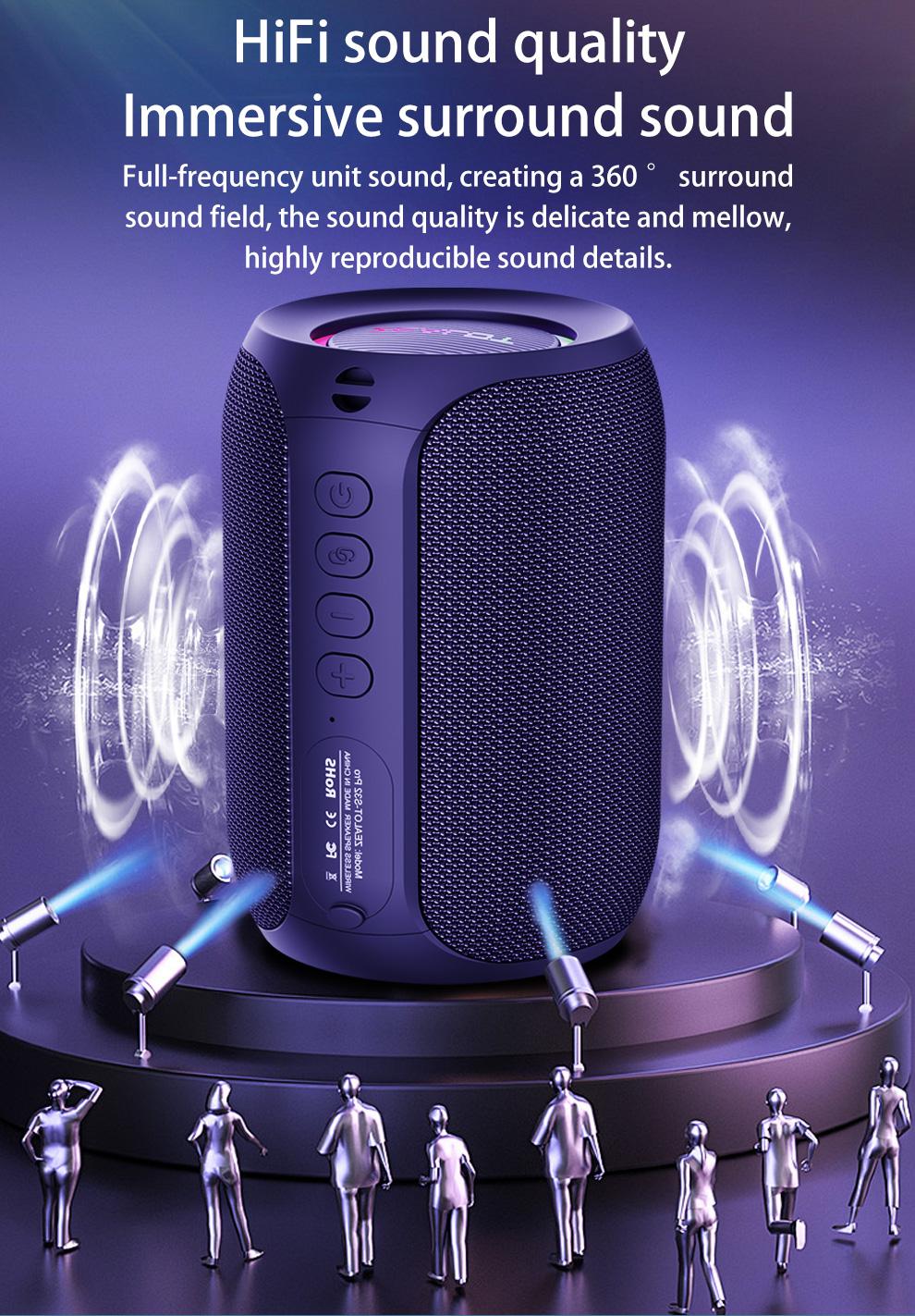 ZEALOTs S32 Pro Portable Wireless Speaker, 15W Long Standby Speaker with RGB Light Effect, Rechargeable Bluetooth-compatible Speaker for Home Outdoor Camping, Multifunctional Wireless Speaker, Outdoor Wireless Speakers