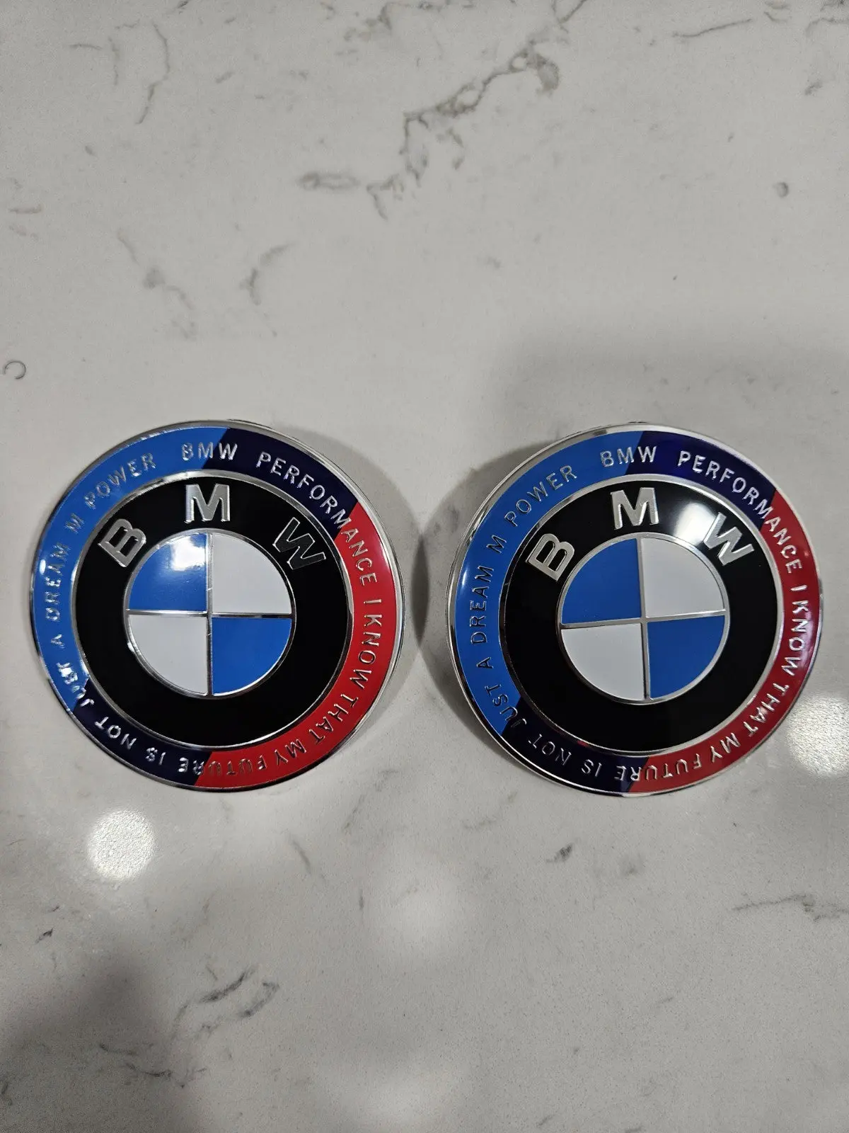BMW 50th Anniversary 82mm Hood & Trunk Emblems (2-Pack) - Car Stickers, Auto Accessories for Cars