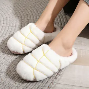 Cotton Slippers for Women, Soft Memory Foam Feel Cushioned House Slippers, Anti-Slip Warm Indoor Fluffy Home Slides, Cute Cozy Walking House Shoes