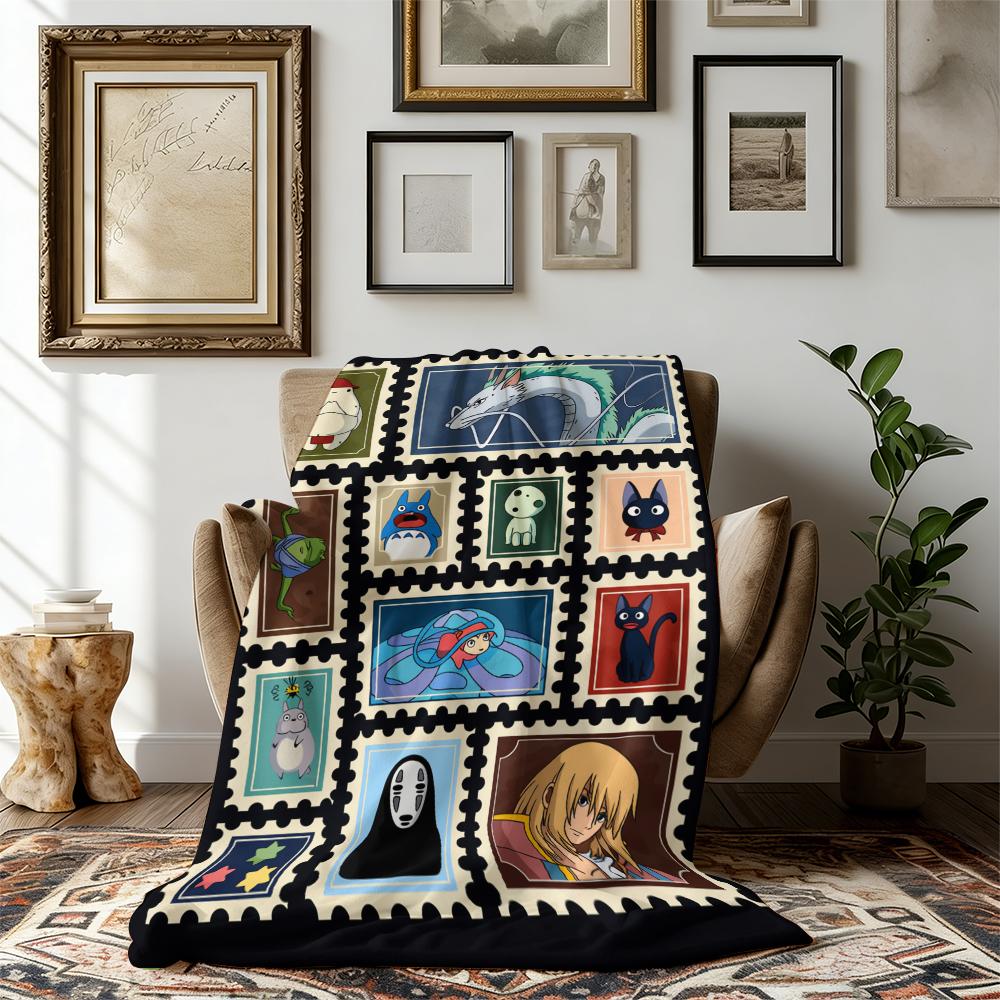 Studio Ghibli Anime Blanket Soft Funny Throw Blanket Cozy Lightweight Plush Portable Cover Blanket For Sofa,Warm Gift For Birthday,Christmas,Multiple Blanket Suitable for all four seasons cozy flannel blanket