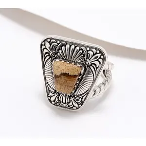 American West Sterling Silver Trapezoid Gemstone Split Shank Ring
