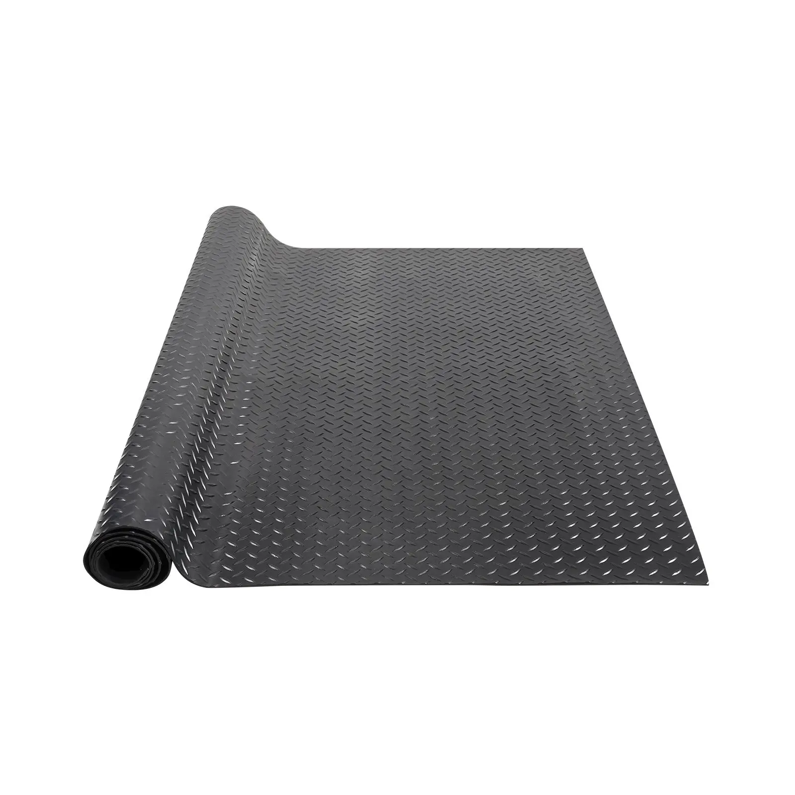 Diamond-Plate Rubber Flooring Roll For Garage And Workshop, 3mm Thick, 4 Ft By 6 Ft Mat, SBR Rubber Floor Roll, Easy To Clean, Diamond Plate Pattern, Durable Garage Gym Floor Covering, Black