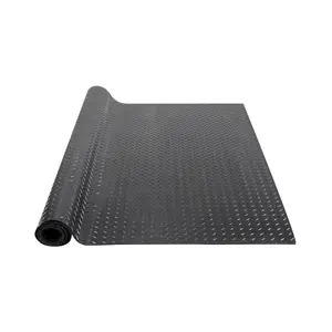 Diamond-Plate Rubber Flooring Roll, 3 Mm Thick, 4 Ft Wide By 15 Ft Long, SBR Rubber Garage Floor Mat For Garage, Workshop, And Gym, Easy To Clean, Durable Diamond-Plate Pattern, Oil-Resistant, Non-Slip, Black