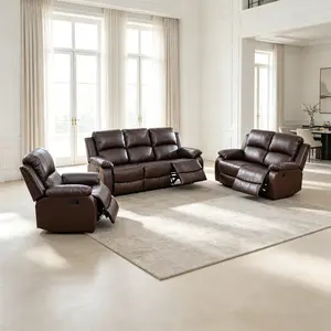 Modern 3-piece brown mixed material couch boasts scratch-resistant upholstery that is not easy to crack or fade. Fine stitching and streamlined design are ideal for apartments and medium living rooms, great for households with kids and pets., Sturdy, Adju