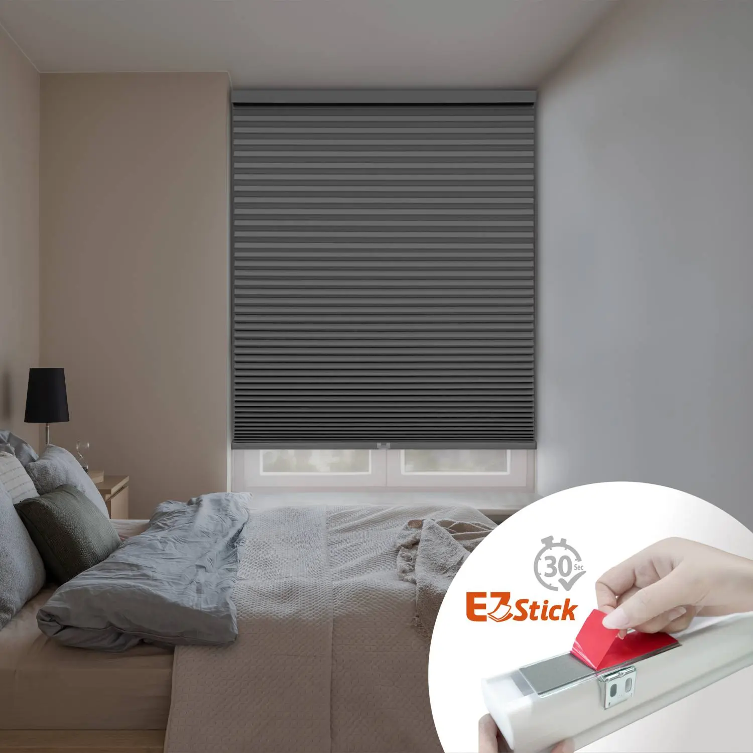 Regal Living EZ Stick 1.5 inch Blackout No Tool Cellular Shade- 64" Drop
