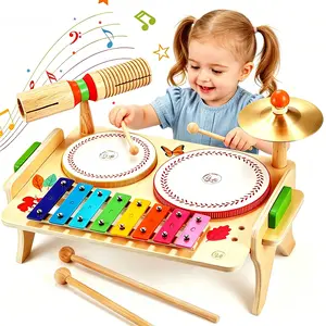7 in 1 Montessori Preschool Musical Toys,BeginnersMusical Drum Set,  Kids Drum Set for Toddlers Baby Music InstrumentsChildren Drum kit Xylophone Tambourine Birthday Gifts for Boys and Girls