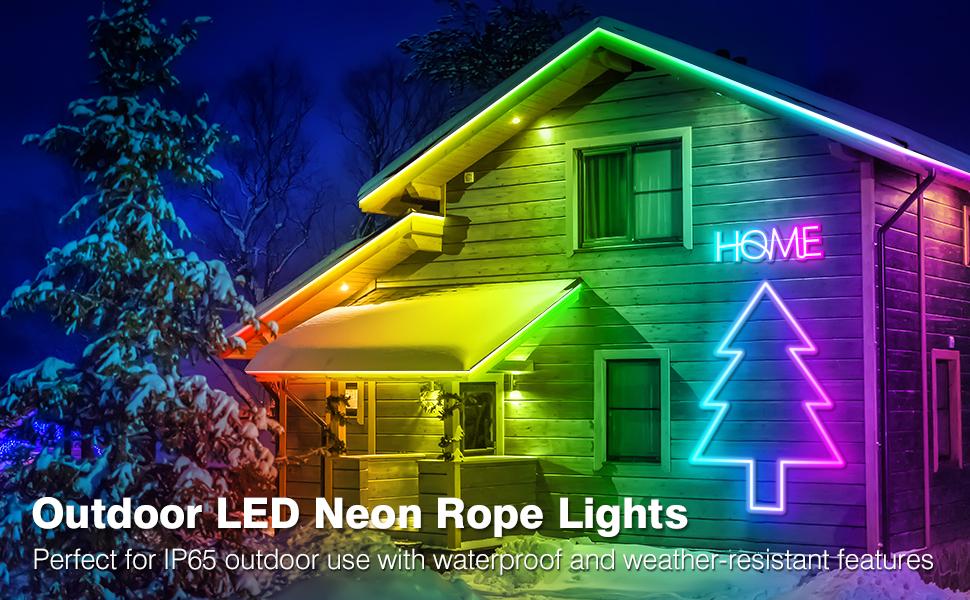 YEEWHALE RGB LED Neon Rope Lights, 24V IP65 Waterproof Flexible Super Bright LED Strip with Remote/APP Control, Wall Decor & Cool Room Decor Accessories for Adults Bedroom & Outdoor Room Decorations, Adjustable Brightness Led, Led Lighted tiktokshopspring