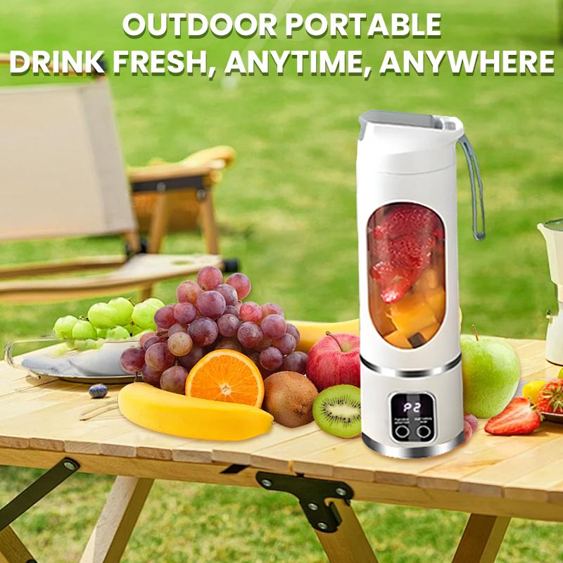 Handheld Electric Juicer Blender with Digital Display, 400ml Personal Size Smoothie Maker, Portable Mixing Cup for Strawberries Bananas Carrots, Wireless USB Powered Mixer for Students Travelers Athletes (purple)