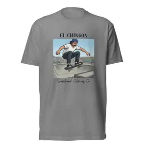 El Chingon - Riding the Pool, Chingon of his Block (Unisex Fitted T-Shirt - Next Level 6210) Color Gray.