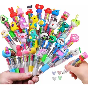 Arthink 20-Pack Multicolor Pens for Kids Adorable Cartoon Designs 4-in-1 Ballpoint Pens Perfect for School Parties and Gifts Smudge-Proof Ink Easy Grip for Children Valentine's Day gift