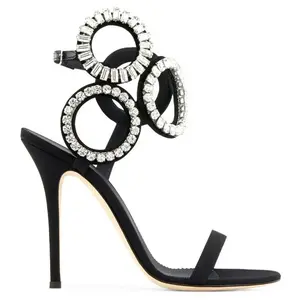 "Kassie" Crystal Circle Detail High Heel Sandals Inspired By Giuseppe Zanotti