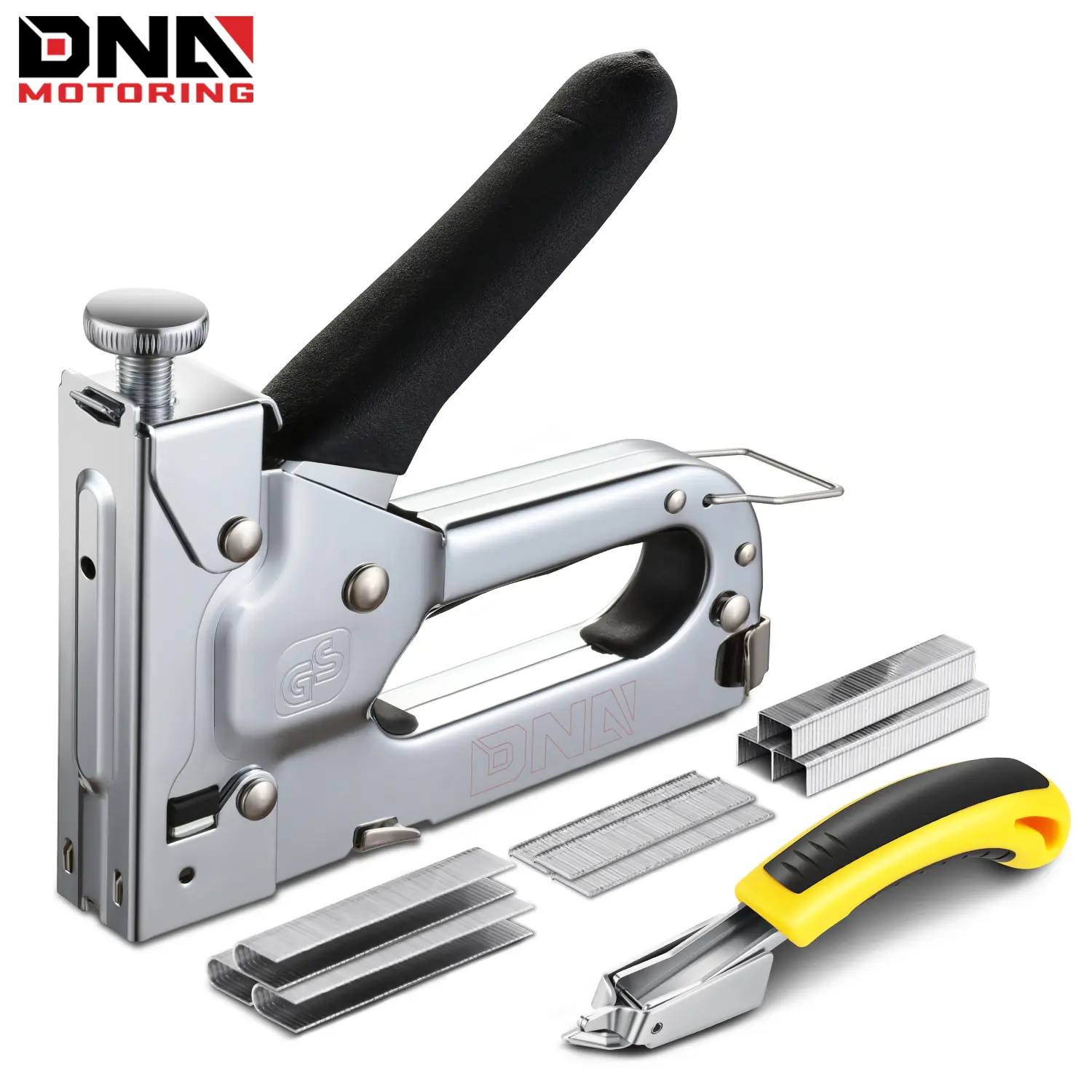 3-in-1 Heavy Duty Upholstery Stapler Nail Gun, 1500 Compact Power Tool Staples & Staple Remover, Silver Car Repair Wiring & Carpentry Tool