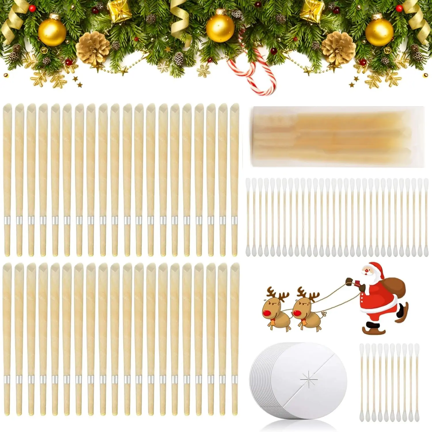 Beeswax Ear Candles, 40-Piece Earwax Cleaning Kit with Portable Tools for Safe and Easy Wax Removal, Includes Gift Box, Ear Cleaner
