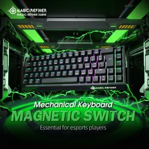 MAGIC-REFINER X68 HE 8000Hz Rapid Trigger Keyboard, UK Layout Wired Magnetic Mechanical Gaming Keyboard with Adjustable Actuation, 128K Scan Rate, 0.125ms Latency,0.01mm RT Accuracy,Snap Tap,RGB Backlight