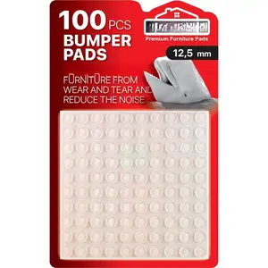 Cabinet Door Bumpers  -  Cabinet Bumpers 100 count  1/2 " Sound Dampening Door Bumper & Glass table top Bumpers!  Rubber Bumpers! Glass & Surface protection with our Furniture Bumpers!
