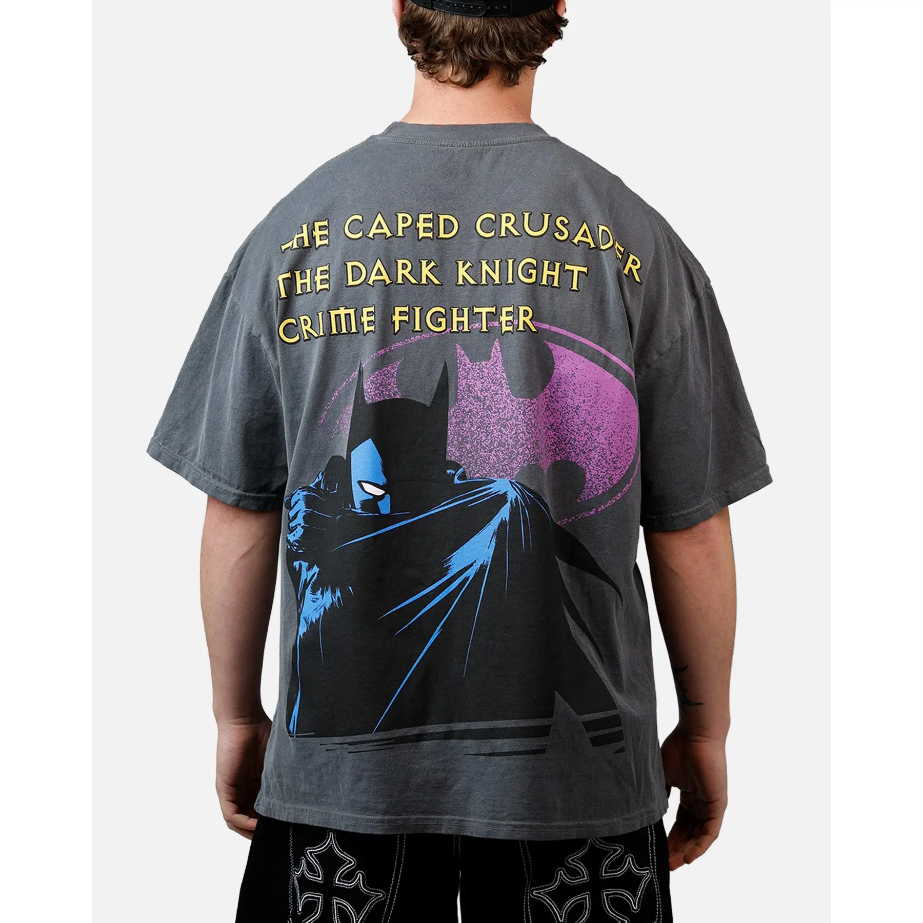 73Studio X DC Batman Caped Crusader T-Shirt Washed Charcoal