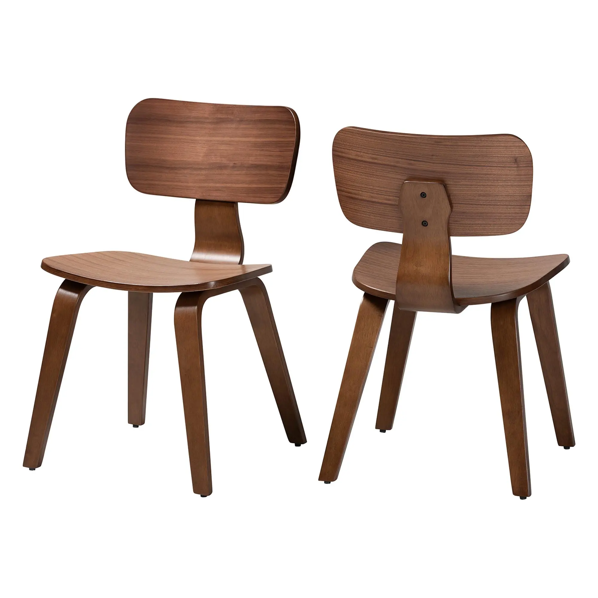 Baxton Studio Billie Rustic Designer-Inspired 2-Piece Dining Chairs - Bentwood Frame, Contoured Seat & Backrest, Mid-Century Side Chairs for Dining Room, Kitchen