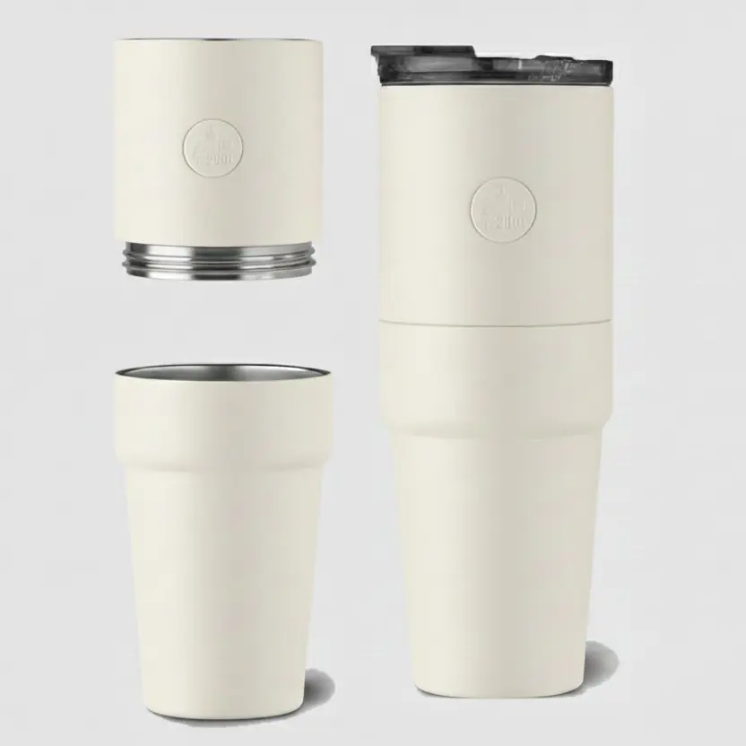 Eureka Modular Tumbler Set - 20 oz Base Bottle & 20 oz Boost - 316L Stainless Steel - Dual-Mode Lid - Expandable Straw - BPA-Free - Dishwasher-Safe