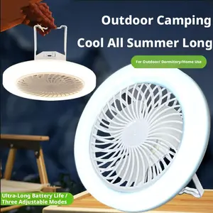 Portable Camping Fan for Indoor Outdoor Use, Rechargeable Standing Hanging Dual-Use Tent Fan Light, Student Desk Dorm Room Lighting Fan Lamp
