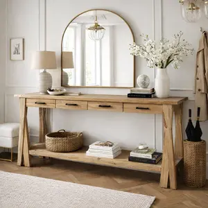 Chic Recycled Teak Console Table for Stylish Spaces