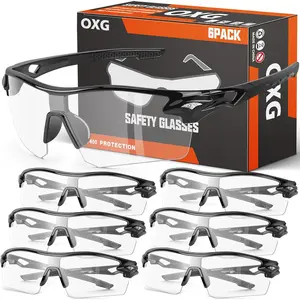 6 Pack Safety Glasses, Scratch Resistant Wraparound Lenses ANSI Z87.1 Protective Eyewear for Unisex