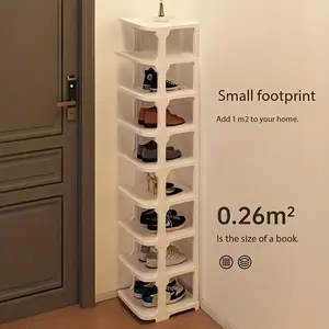 9-Tier Stackable Shoe Rack Organizer, Heavy-Duty Plastic Storage Shelf, Adjustable Shelves, Space-Saving Multi-Functional Floor Rack