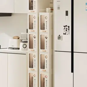 20cm Slim Storage Cabinet, 2/3/4/5 Tier Narrow Rolling Organizer with Wheels, Space-Saving Shelf, Multi-Purpose Storage