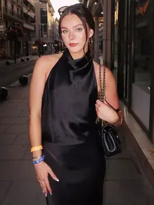 Summer Women's Camisole Sleeveless Vest Backless Top Black Pink White Brown Orange Pink Streetwear Elegant Women's Top Casual Brown Sexy Streetwear Tops