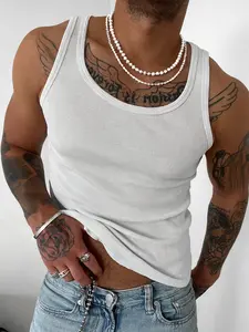 Men's Ribbed Tank Tops Vest Slim Fit Casual Athletic Tees for Workout & Daily Wear