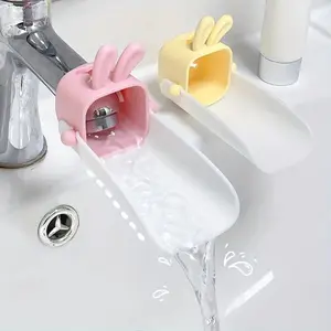 1pc Faucet extender cartoon bathroom kitchen silicone hand washing tool rabbit children splash proof Faucet Attachment