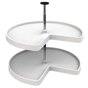 Rev-A-Shelf 28 Inch Lazy Susan Kidney Polymer 2-Shelf, White, 3472-28-11-52