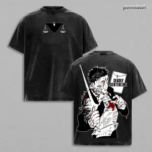 Hiromi Higuruma Washed Vintage Tee – Jujutsu Kaisen Anime Deadly Sentencing Judgeman Graphic T-Shirt, Unisex Oversize Heavyweight Cotton Manga Streetwear, JJK Tee