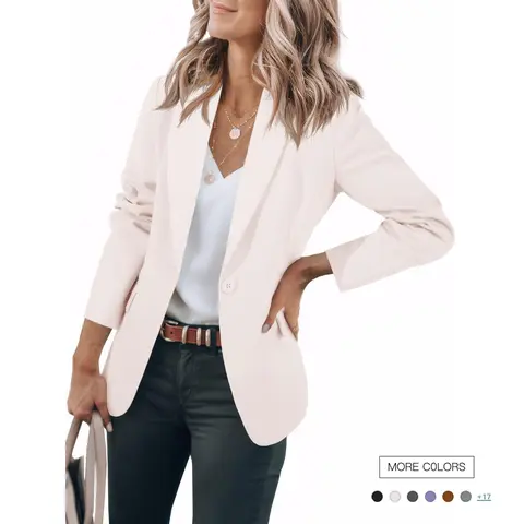 Women's Soft Chic Polyester Blazer - Single-Button Fitted Long-Sleeve Business Office 9-5 Jacket with Flap Pockets, Casual Fabric, Hug Your Chest and Waist Comfort, Cold Wash-Do Not Bleach, Pair with Skinny Jeans Leggings, Dark Gray