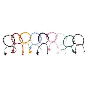 Decade bracelet knotted with strings in bright colors - Pack of 12 or 6 pieces