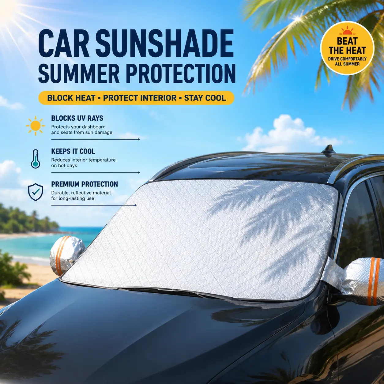 4-Season Magnetic Car Cover,Sun UV Heat Shield&Ice Snow Guard.4-Layer Durable,Side Mirror Protectors&Night Reflectors,Anti-Theft Foldable. Fit Sedan/SUV/Truck.