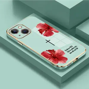 Christian Cross & Lilies Bible Verse Electroplated Soft TPU Silicone Phone Cover - Dirt-Proof, Easy-to-Clean Religious Accessories for iPhone 11/12/13/14 Plus/15 Pro Max/16/17, Women’s Smartphone Casing