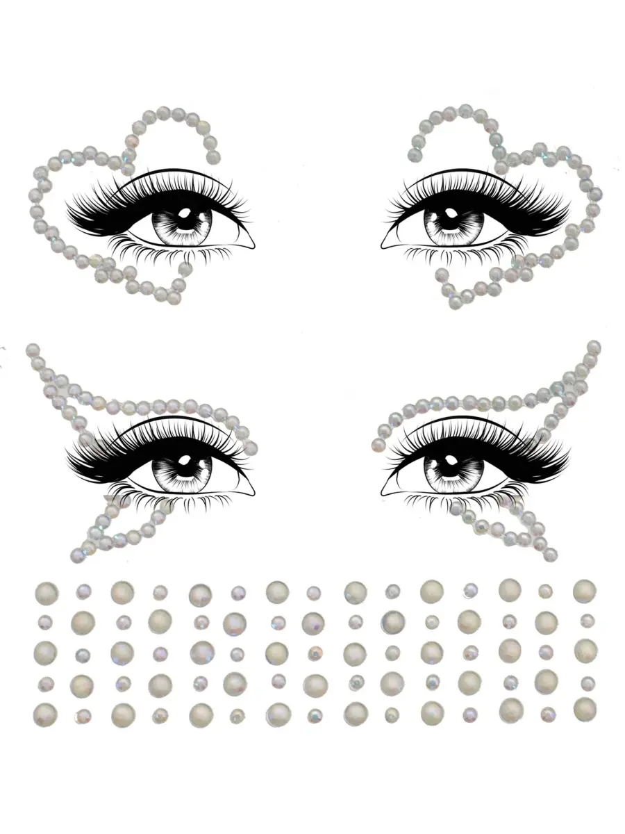 Leg Avenue EYE046 18322 Pet Costume & Women's Ayla Fashion Skin-Safe Glowing Gems Face Jewelry Tattoo Stickers - 1 Size, Easy Apply, Fake Tattoos, Fake Piercings, Music Festival Use