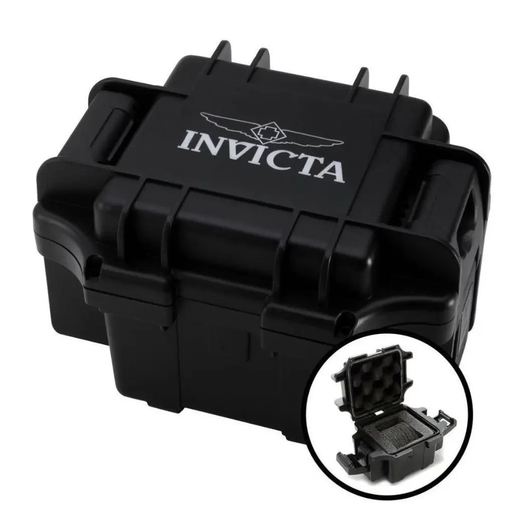 Invicta Dive Impact Unisex 1-Slot Hard-Shell Watch Case, Black Zippered Box with Protective Lid, Travel Safe Storage Solution - DC1BLK, New Watch Protector, Single Slot
