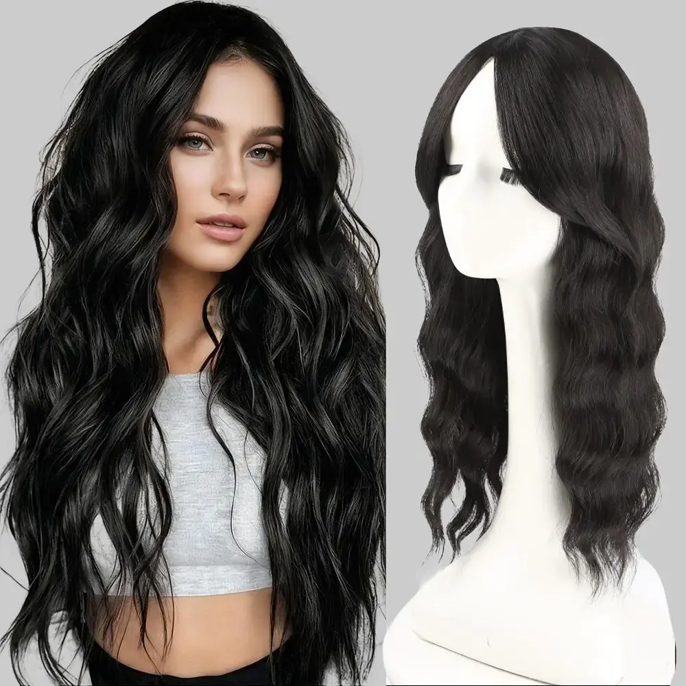 18 Inch Black Hair Topper for Women, Lightweight Wiglet for Thinning Hair Synthetic Wavy Hairpiece Comfortable to Wear