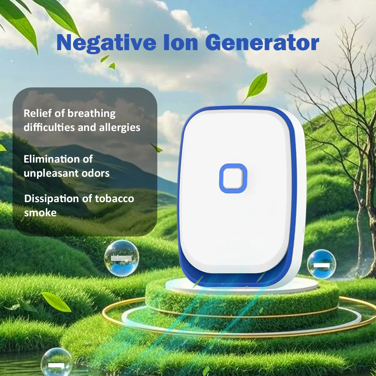 2-pack Plug-in Negative Ion Generator, Suitable For Home, Indoor, Office, Kitchen, Etc., Freshener Deodorant Pet Smoke Smell