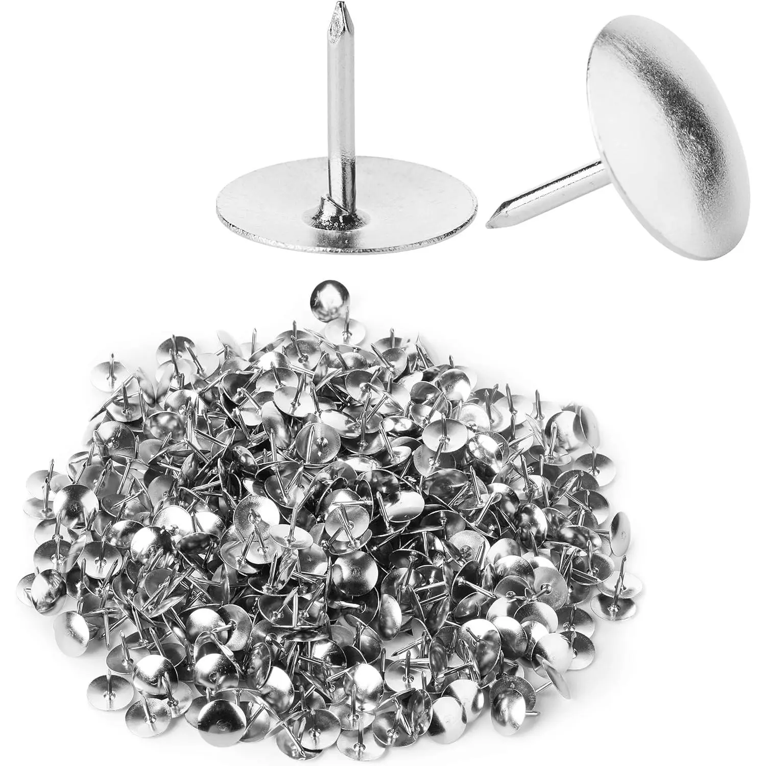 Thumb Tack, Flat Push Pins, Silver Thumb Tacks, 500 Pack