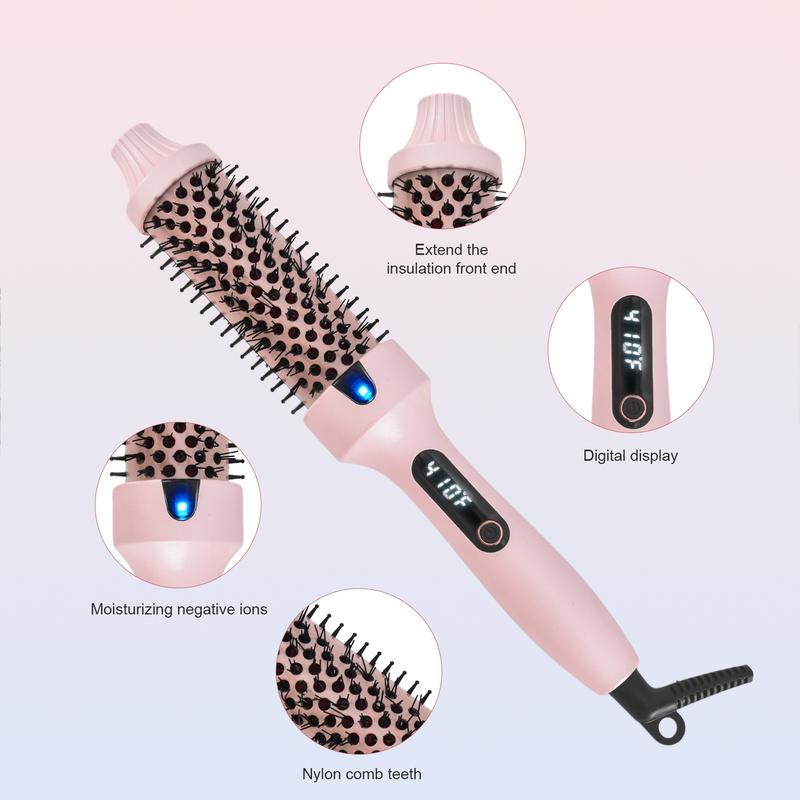 1.5inch Blowout Brush, Ionic Anti-Frizz Hair Curling Thermal Brush Curlingiron Hot Comb perfect for a quick style Fluffy Not damaging hair quality Rechargeable Heated Curler