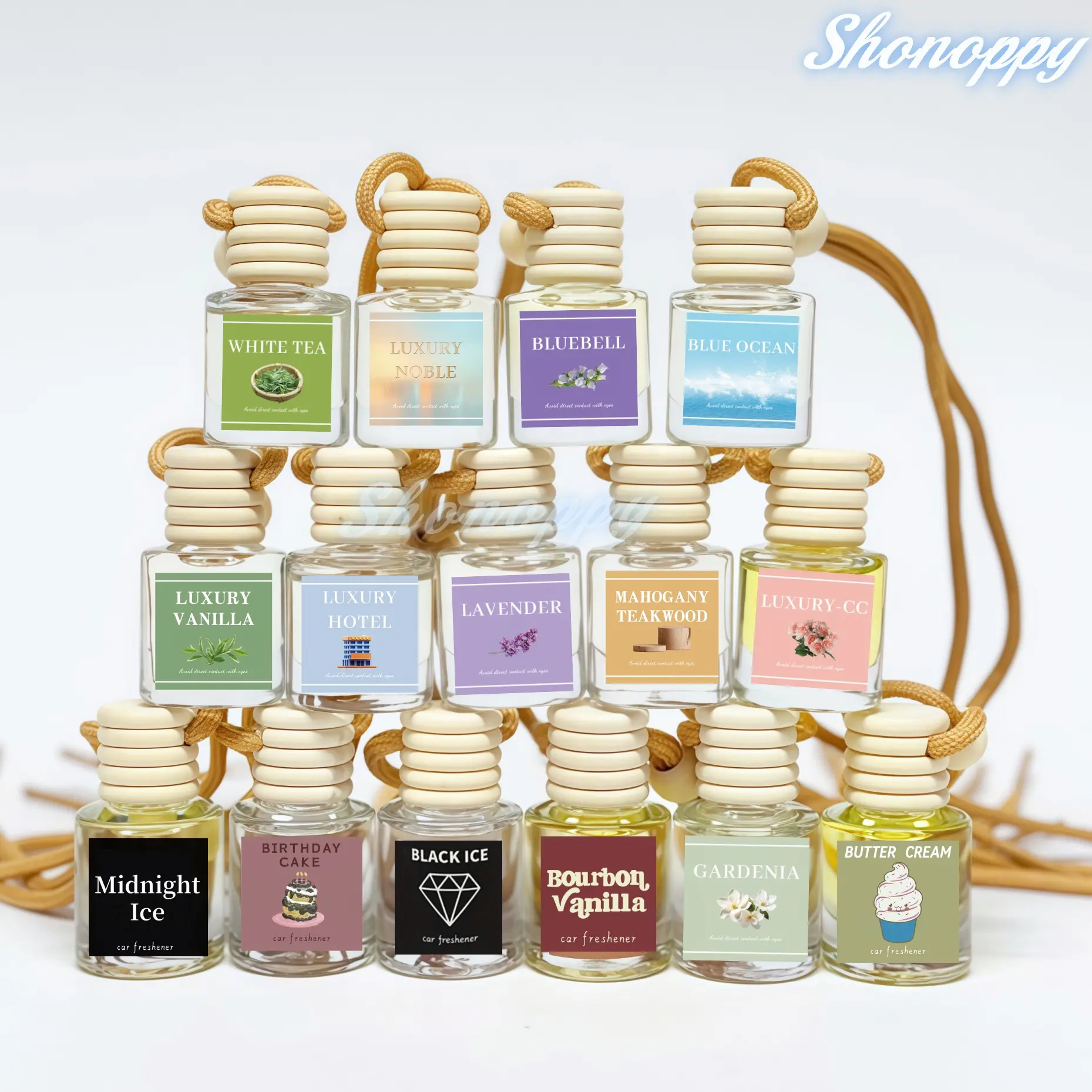 Hanging Type Scented Air Freshener - Long-Lasting Essential Oil Vanilla Scent Pendant, Wooden Base Car Accessories, Easy Setup Home Fragrance Gift for Home Fragrance Lovers to Enhance Interior Ambiance