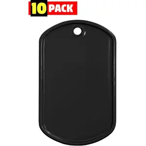 Blank Military Dog Tags Bulk Pack - 10 Stainless Steel ID Tags for Pets, Backpacks, Luggage, Gear, Crafts & DIY Projects (Choose Pack Set)