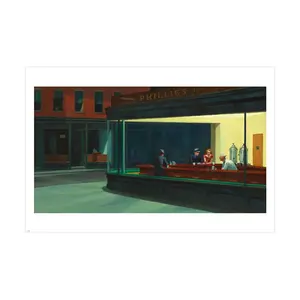 1942 Twentieth-century Art Nighthawks Painting Depicts an All-Night Diner 24x36 Poster Decor Wall