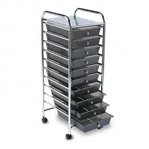 212 MAIN Portable 10-Drawer Organizer - Chrome Metal Frame, Chrome Pulls, Smoke Compartments, Drawer Storage Organizer, Archival Storage, Security Lock