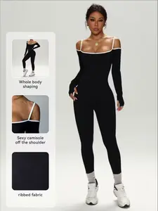 Women's Fall & Winter Slimming Shaping Bodysuit, Waist Cinching Backless Casual, Seamless Yoga Fitness One-Piece, Backless Sports Jumpsuit